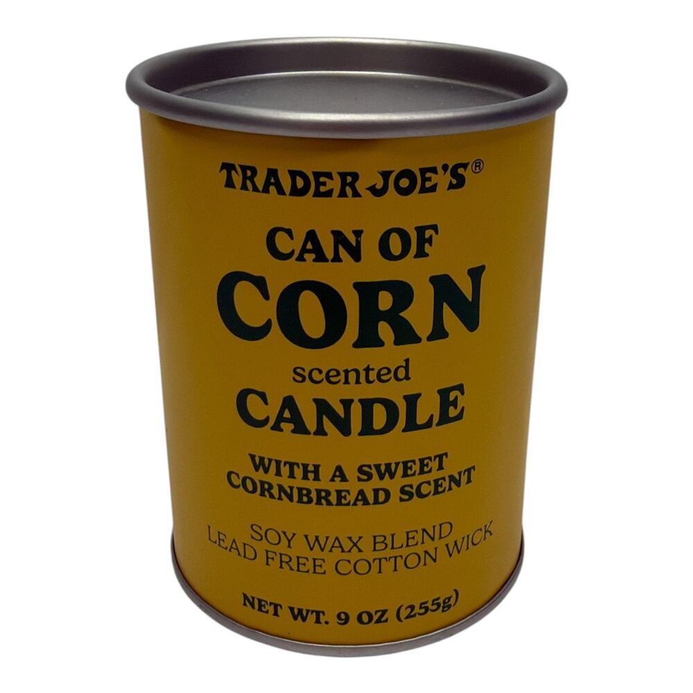 Trader Joe’s Can of Corn Scented Candle 9oz Soy Wax Sweet Cornbread Unlit New
